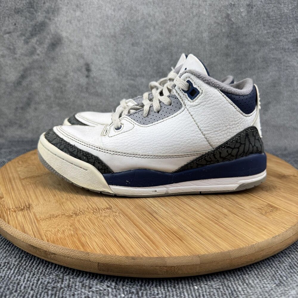 Nike Air Jordan 3 Shoes Youth Size 1.5Y White Navy Retro Elephant DM0966-140